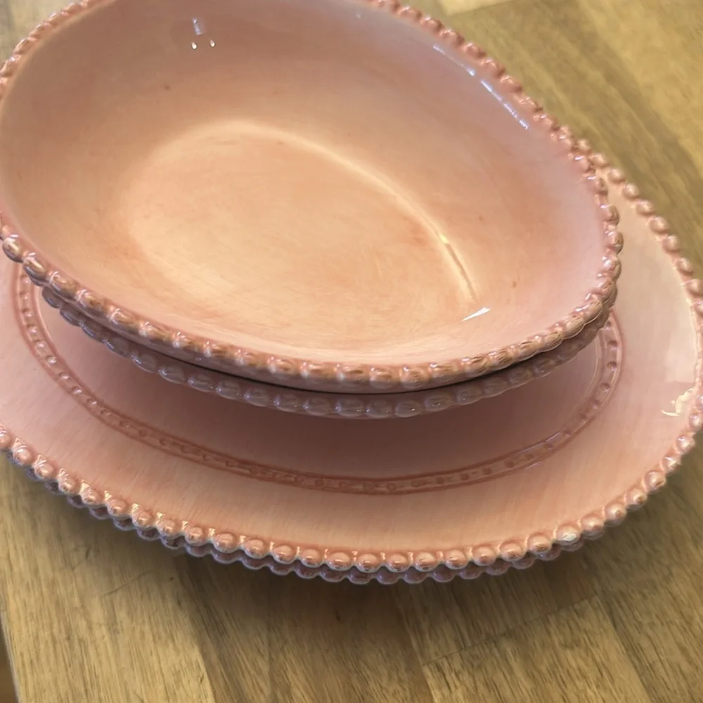 POTTERYBARN beaded egg plates set